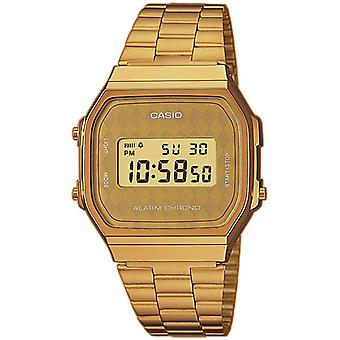 Digitaalinen Casio katsella päällystetty kvartsi Unisex Digital kanssa A168WG-9BWEF kullattu ruostumaton teräs ranne koru