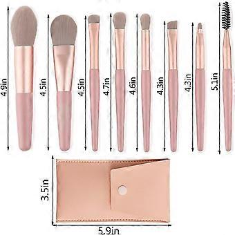Professional Makeup Brushes Set Mini 8Pcs - Portable Make-up Kit with PU Leather Bag