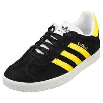 adidas Gazelle Mens Casual Trainers in Black Yellow