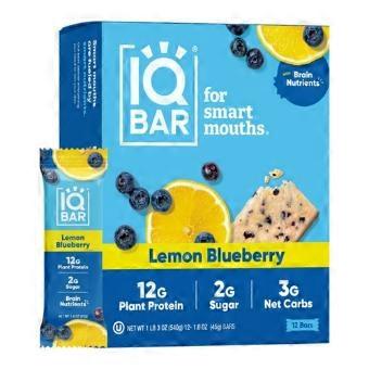 IQ Bar Lemon Blueberry Bar, 1.6 Oz(Case Of 12)