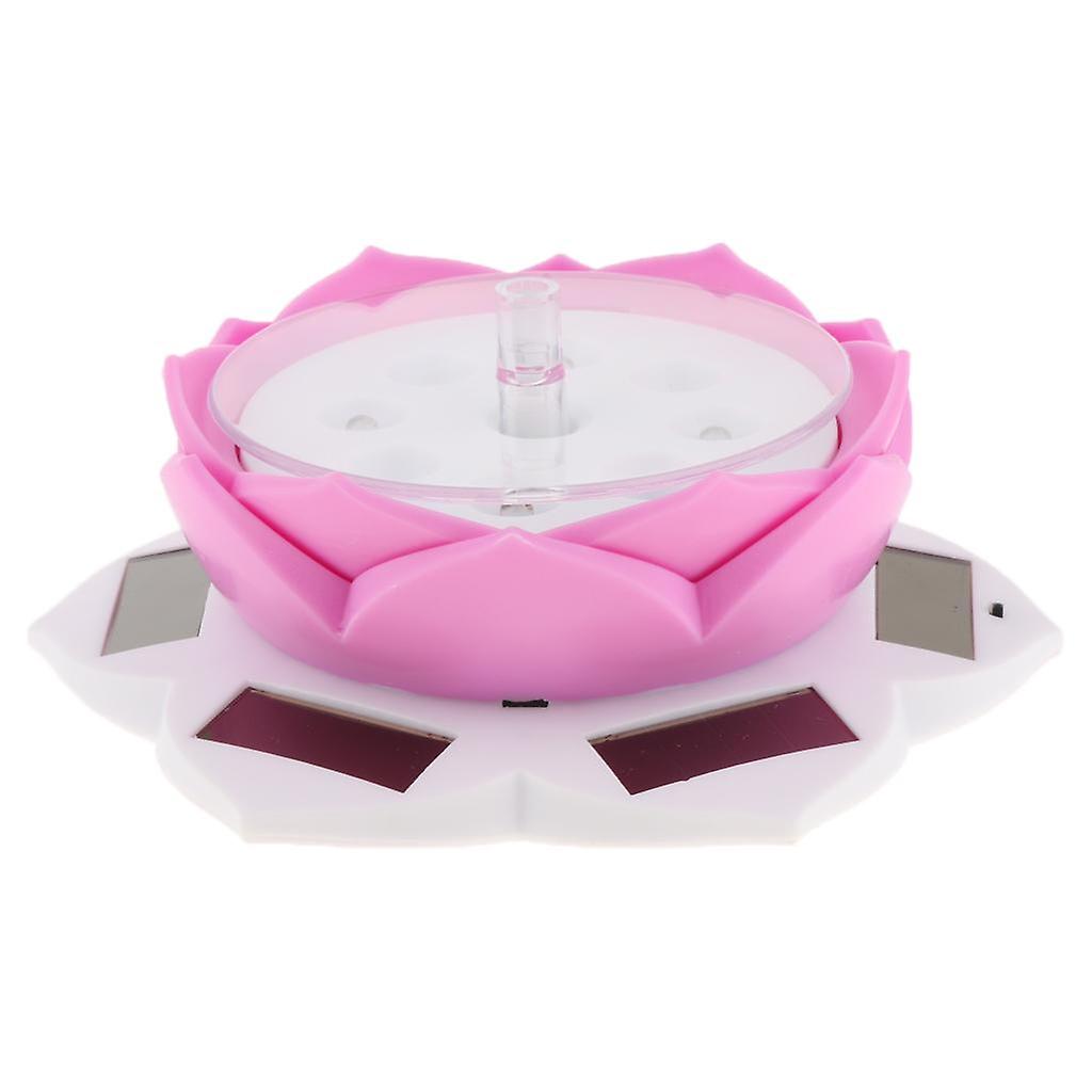 Solar Powered Display Stand 360 Degree Rotating Turntable w/ LED Light Pink