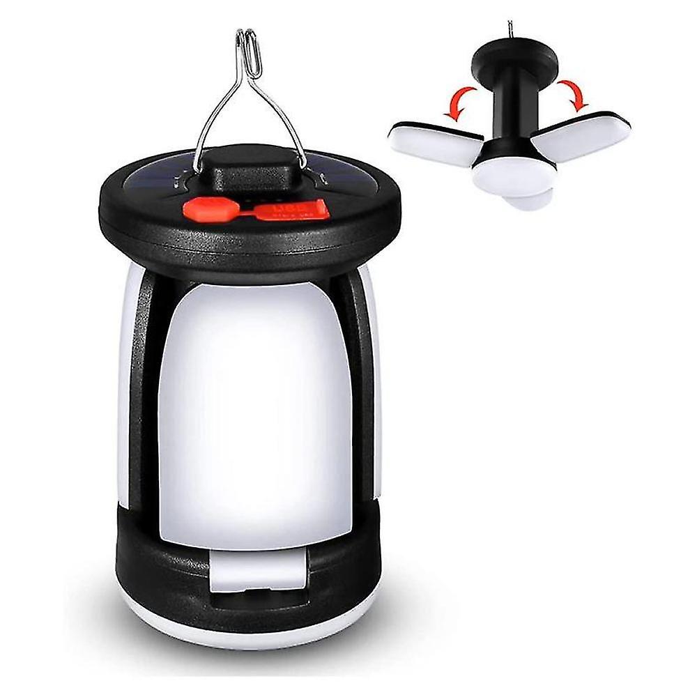 Led Solar Camping Lantern, Rechargeable Battery Powered Light, Collapsible Portable Lanterns With H