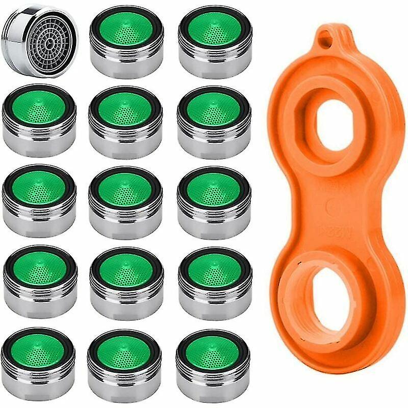 15pcs M24 Water Saving Faucet Aerator High Quality Faucet Aerator Chrome Plated Brass Hardware + 1pc