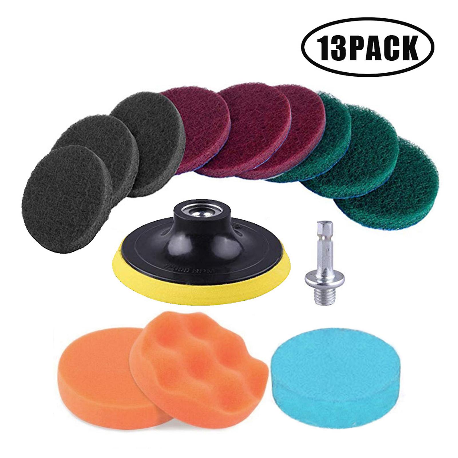 13 Pcs Drill Scrub Pad Attachments Set Includes Scouring Pads