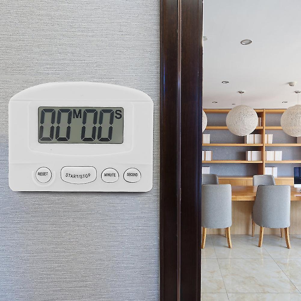 Portable Digital Clock Countdown Timer Large LCD Display Kitchen Use (White)