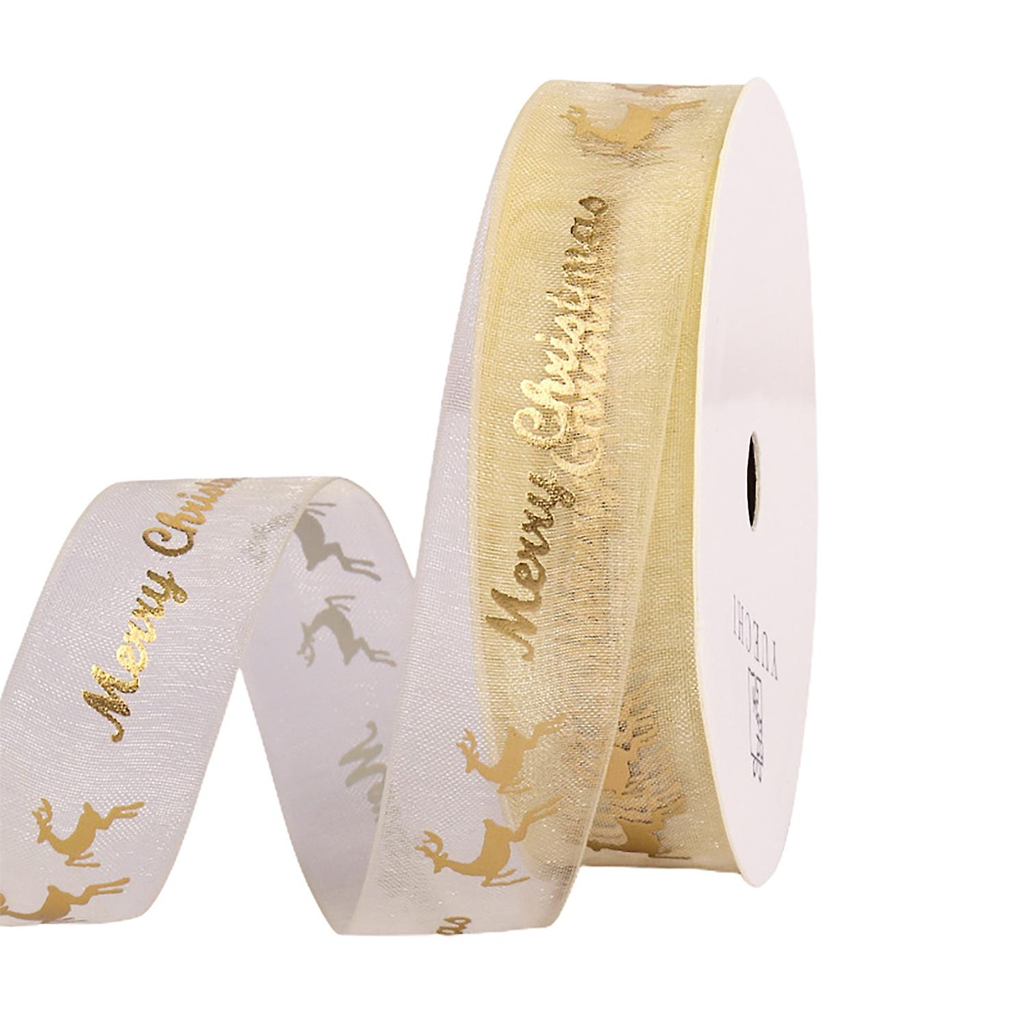 1 Roll Christmas Ribbons Multipurpose Festive Bronzing Printed Reusable Decorative Ultra Thin Heart/