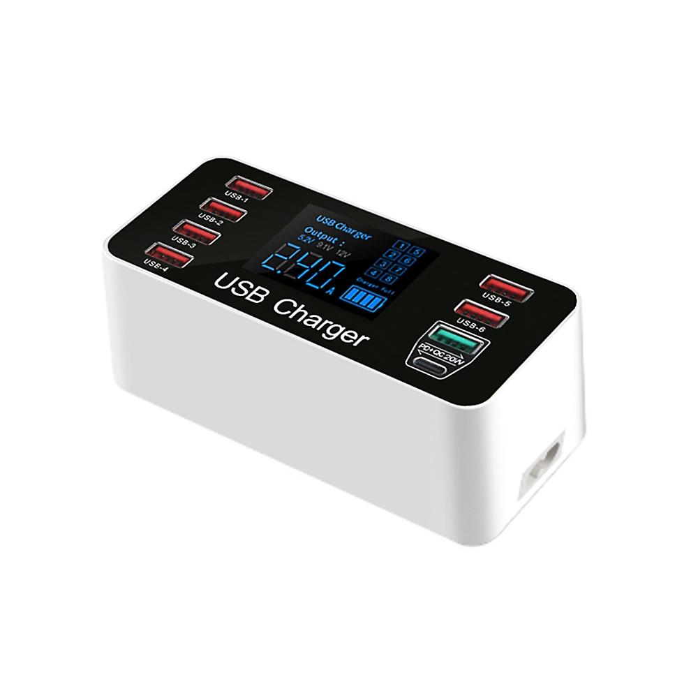 Fast USB Charger with QC3.0 Port 40W Charging Station with 8 Charging Ports and Type-C Port LCD Disp