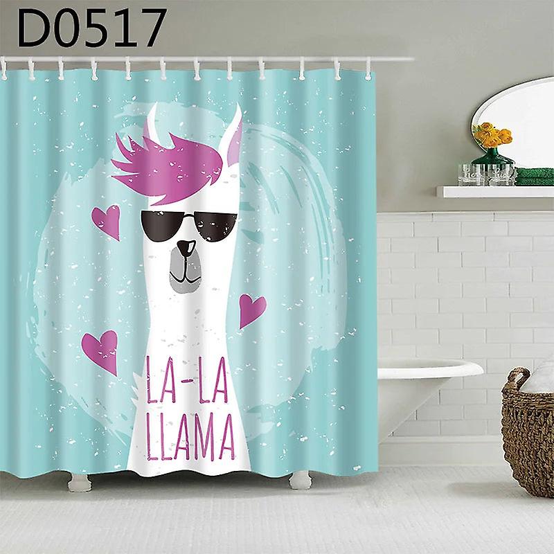 Alpaca Pattern Tenda Da Bagno Tende Da Doccia Impermeabili Poliestere Cartoon Vasca Tenda Serigrafata Per Bagno Home Decor 05 W165xh180cm