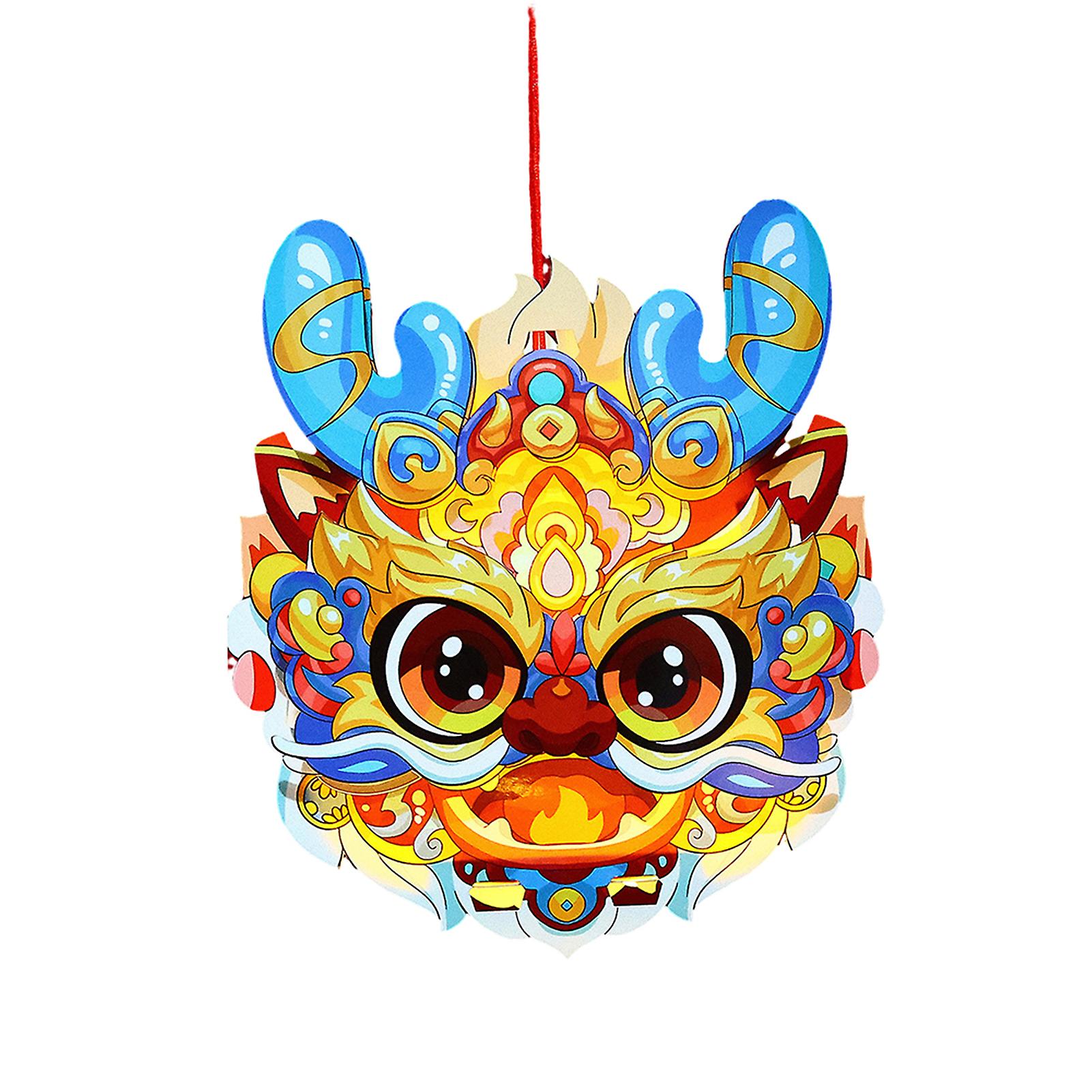 Ancient Style Handheld Dragons Head Lanterns Set Personalized Glowing Lantern Decor for Boy Girl Kid