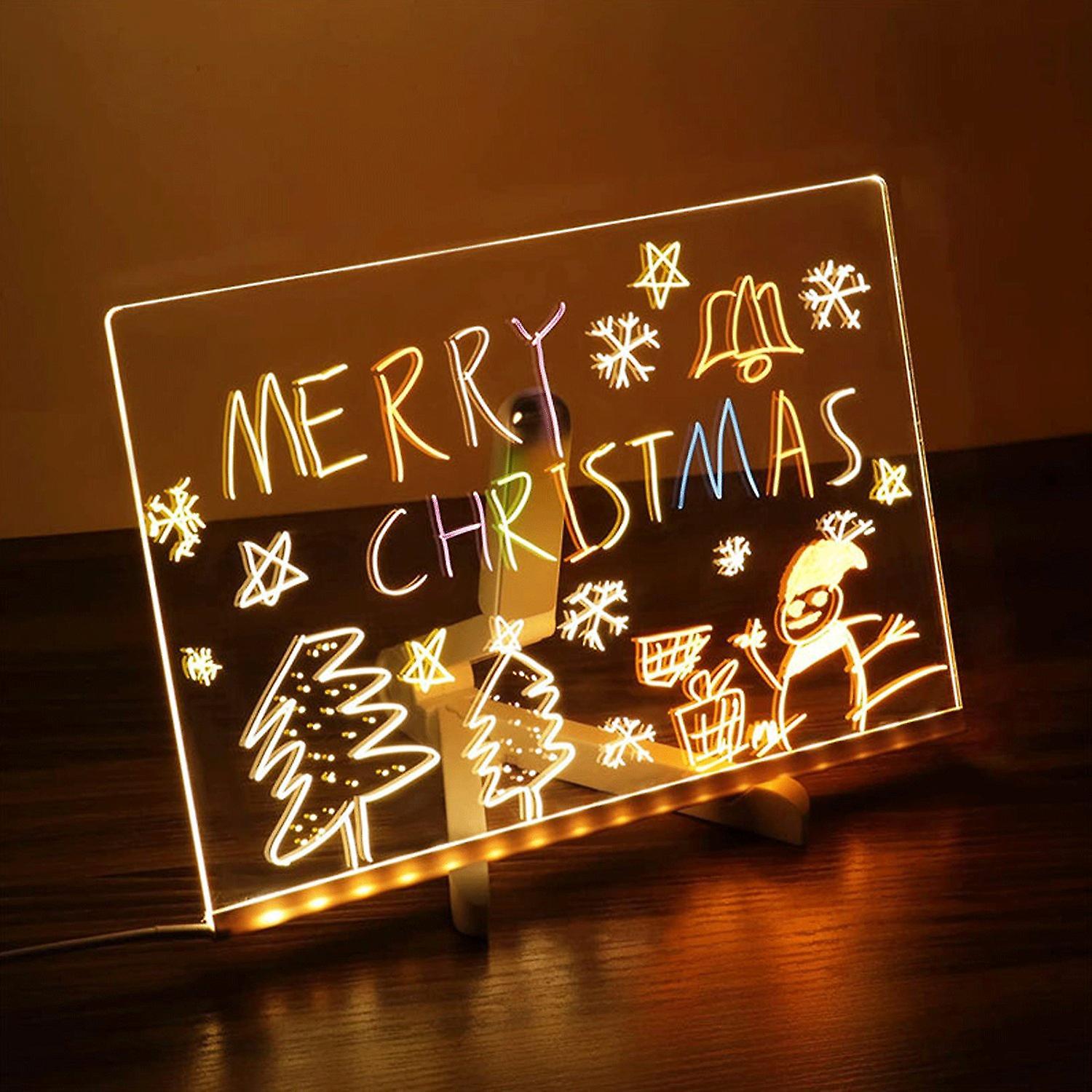 Transparent Acrylic Dry Erase Message Board Note Board with LED Light Up