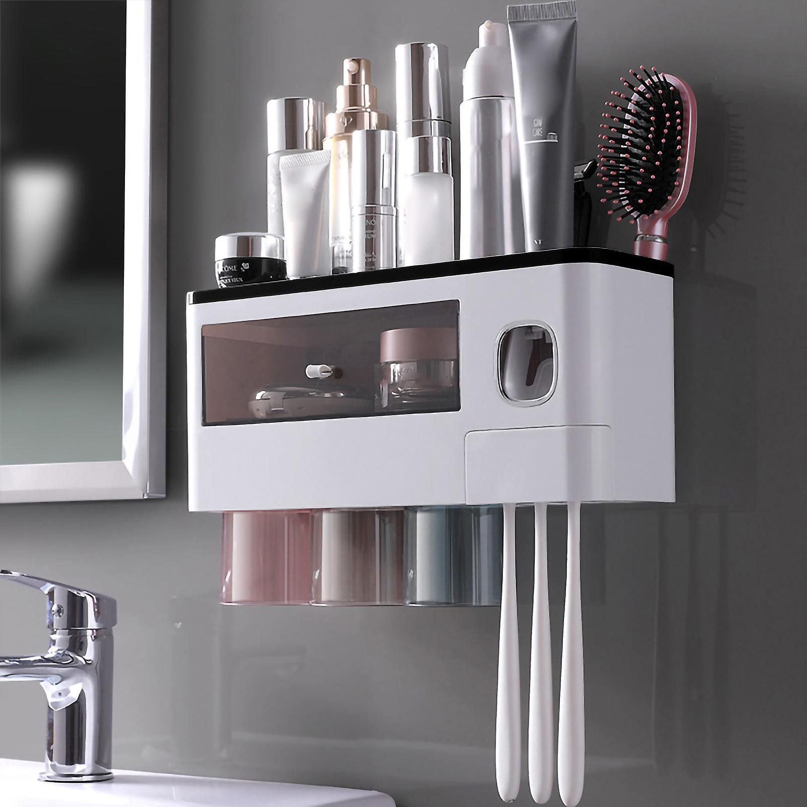 Toothbrush Storage Rack Inverted Magnetic Adsorption Toothbrush Holder Toothpaste Squeezer