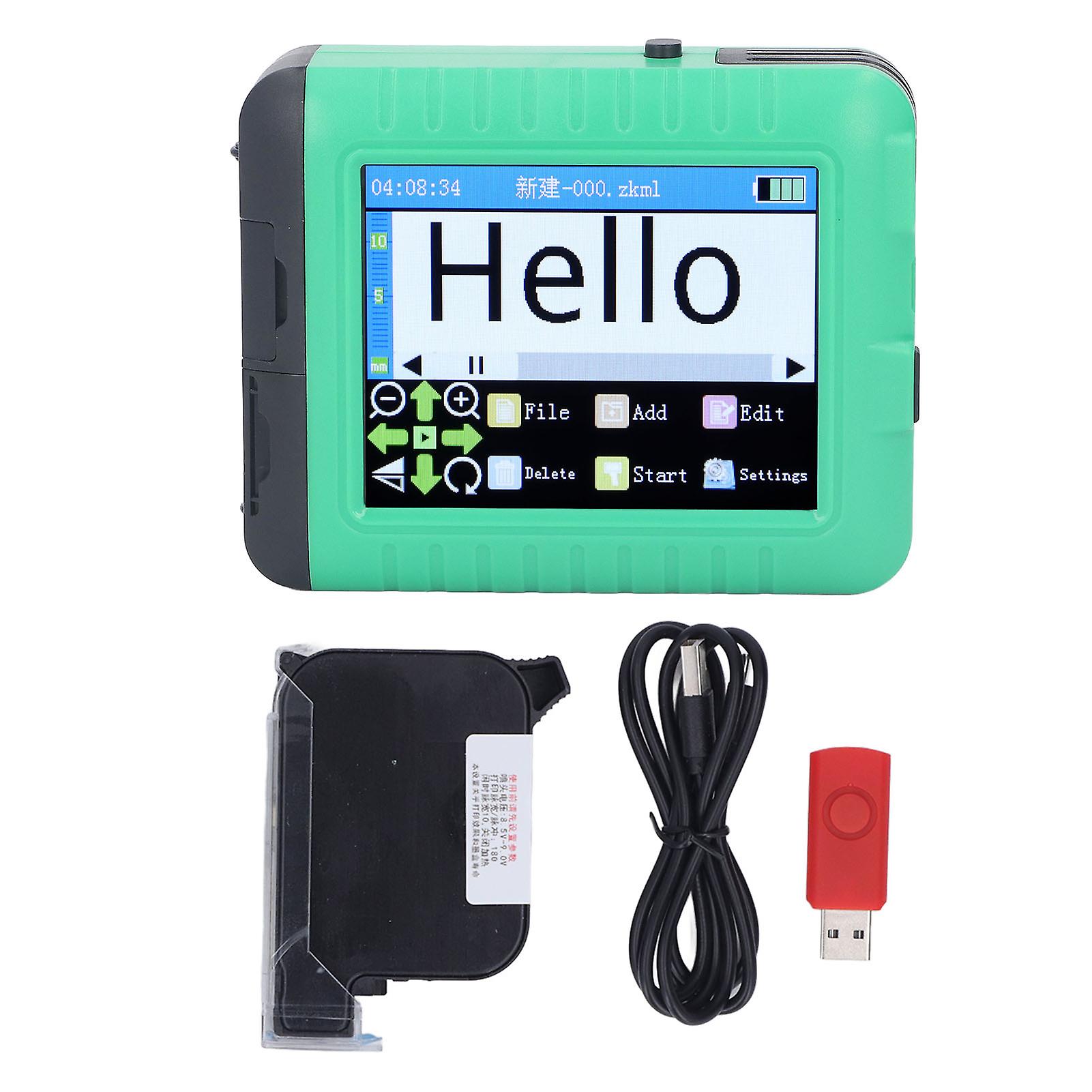 3.5in Color Display Inkjet QR Code Printer 4 Core Green Multi Language Smart Inkjet Code Printing Machine