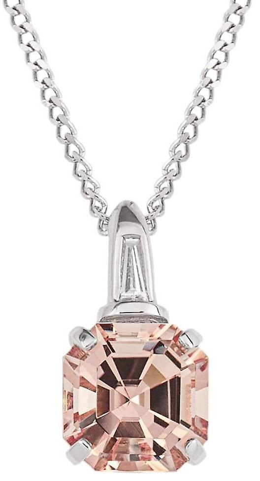 Elements Gold Asscher Cut Morganite Diamond Bale Pendant - Pink/Silver