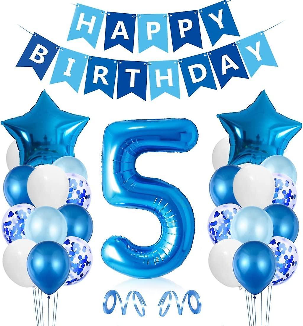 5 عيد ميلاد بالون الصبي ، الأزرق 5 عيد ميلاد الزينة ، عدد 5 بالونات عيد ميلاد ، حلويات اللاتكس 