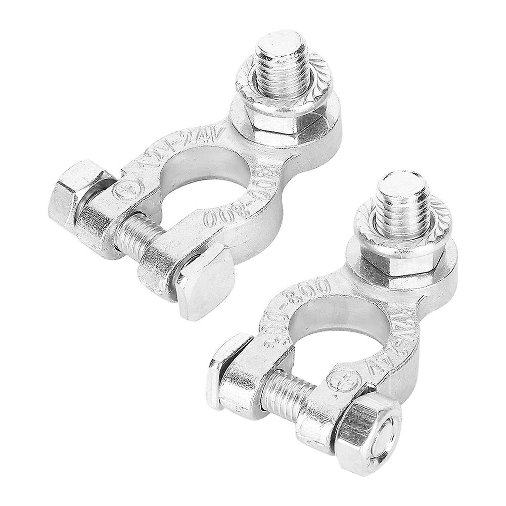 Pair of 12/24V Universal Battery Terminals, Stud Type, 10mm/0.4in Cable, Positive/Negative