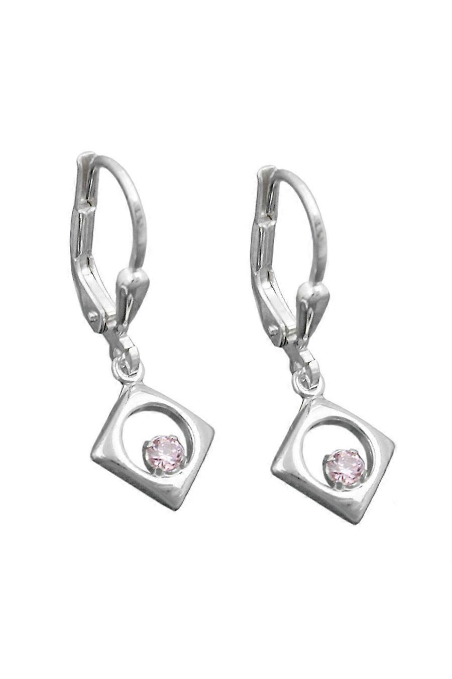 Leverback Earrings Pink Zirconia Silver 925 - Gl91546