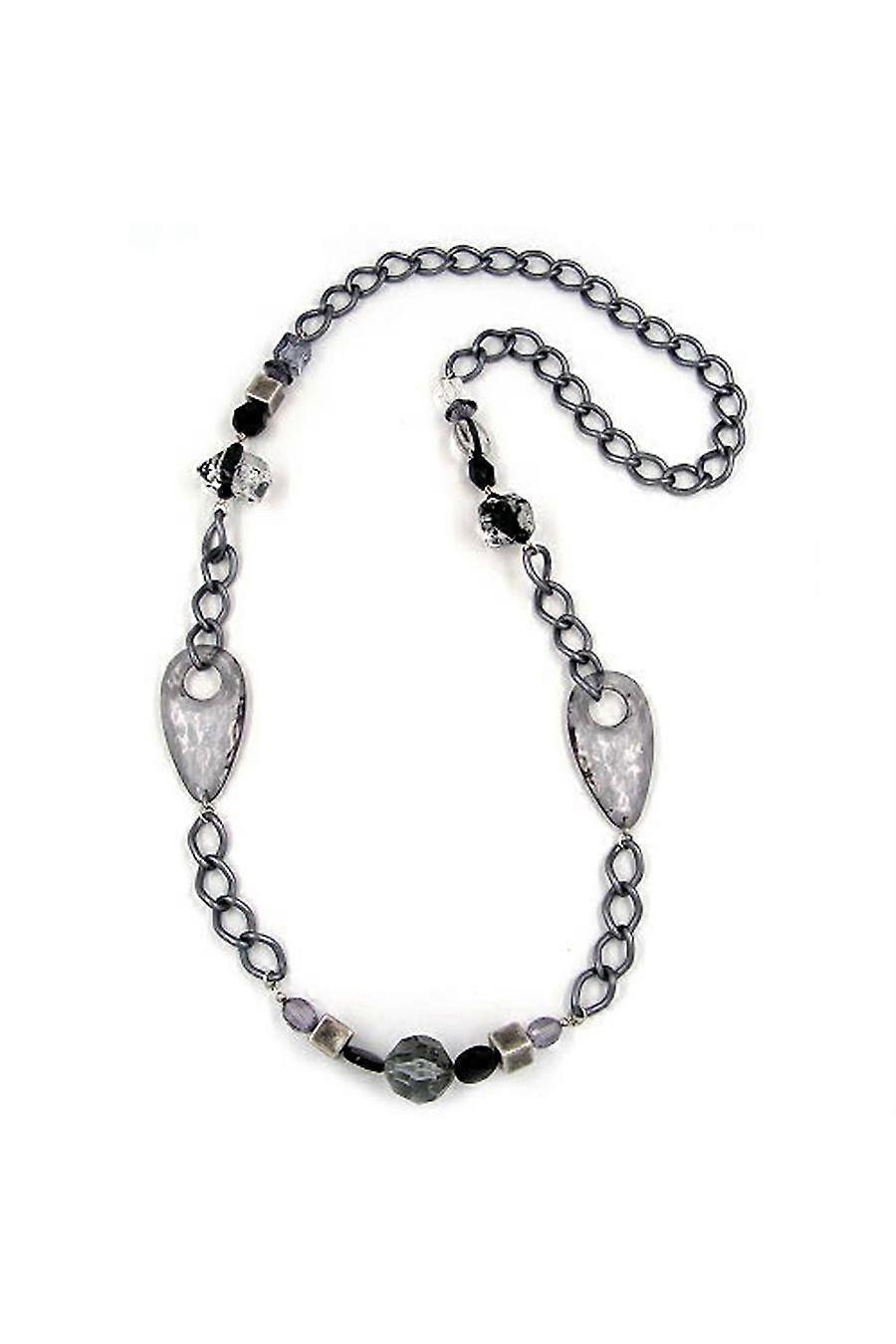 Necklace Grey-transparent Curb Chain 90cm - Gl02465