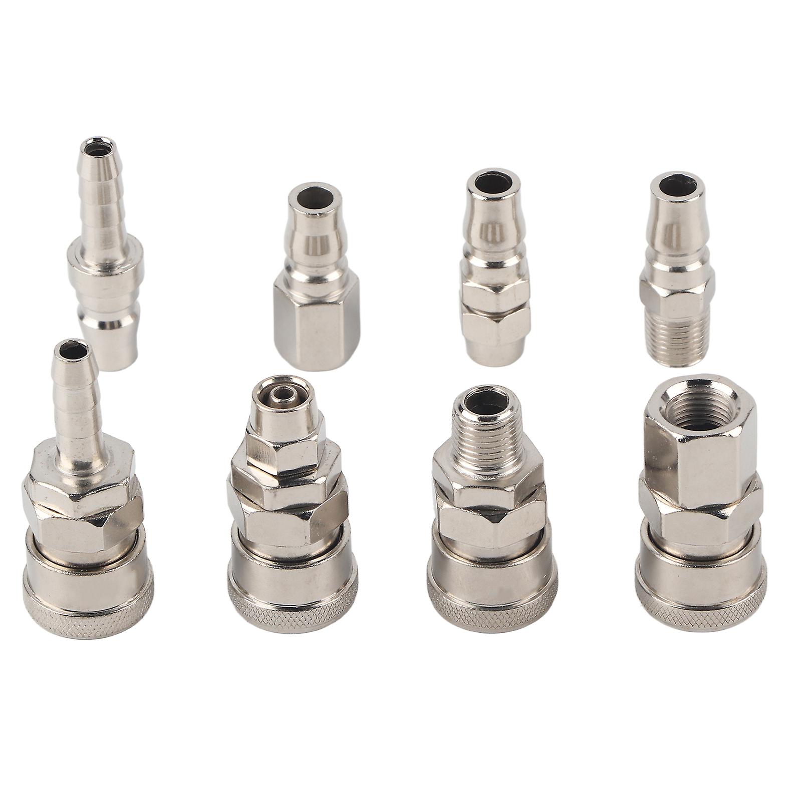 8Pcs 1/4” Pneumatic Quick Fittings Release Plug Socket Connector Set for Air Compressor Hose