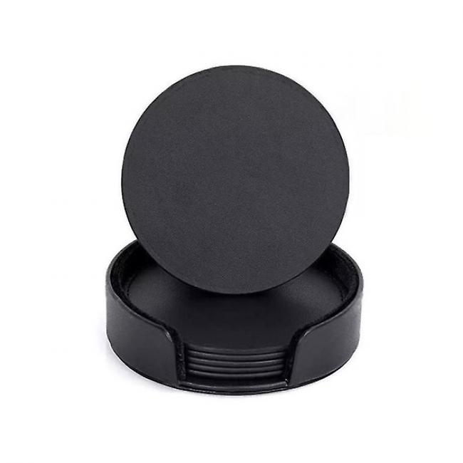 6-pack - Leather Coasters - Coasters for glasses Black