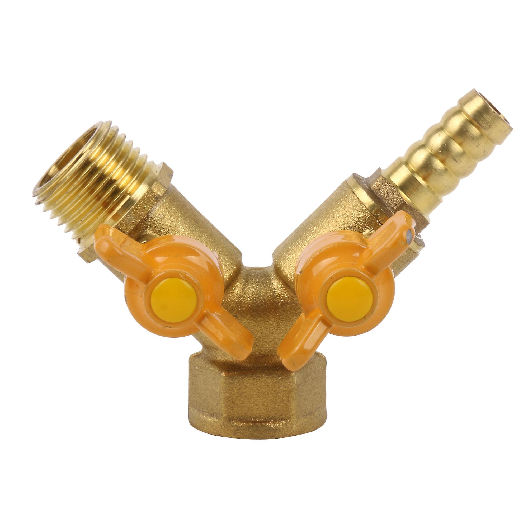 Solid Brass Hose Y Splitter 2 Valves for Change Flow Direction 3/4inch