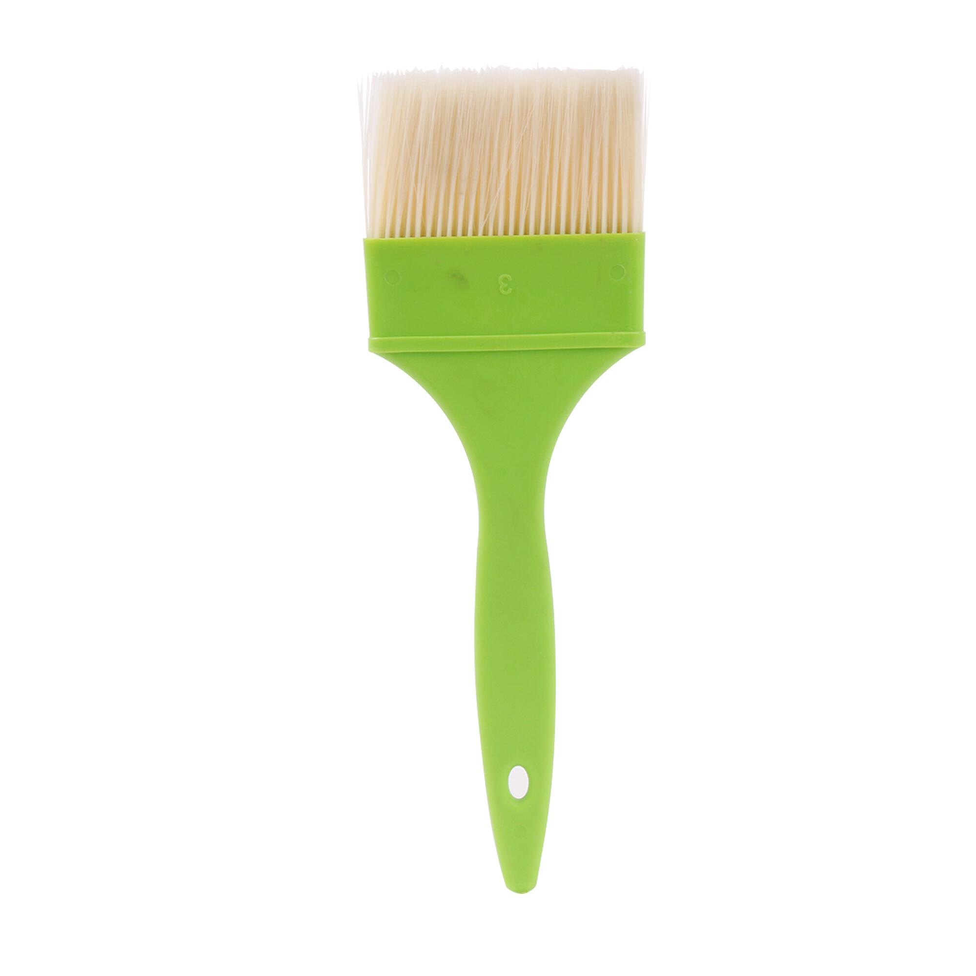 Professional Flat Paint Brush for Acrylic 3Inch Width Plastic Handle Green