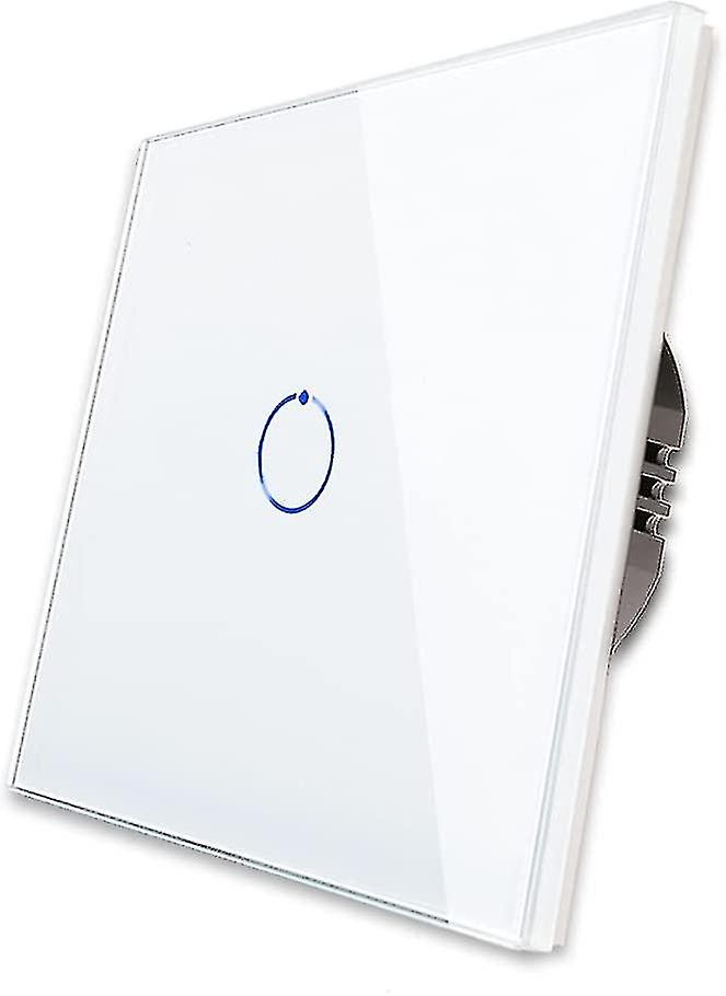 LED light single dimming switch, white touch light switch, no neutral wire required, tempered glass 