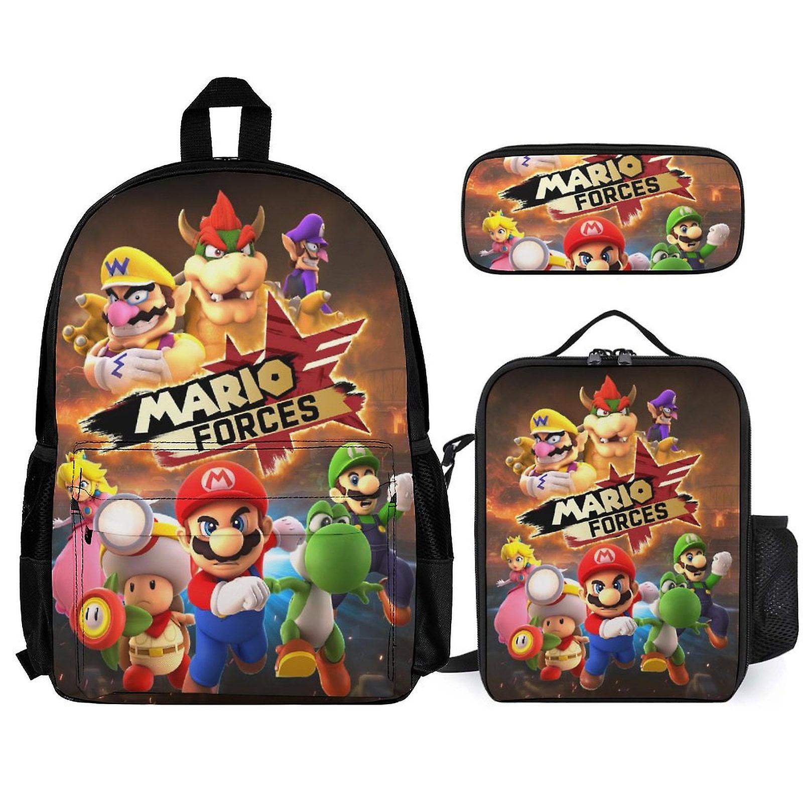 Super Mario Backpack Set, Backpack with Lunch Box And Pencil Case 3pcs Set