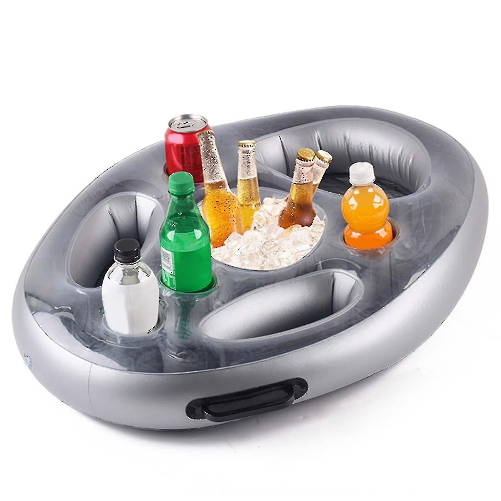 Inflatable Floating Drink Holder With Large Capacity Food Drink Tray 27.6"x19.6" Drink Floats For Pools Hot Tub, Beach Spa