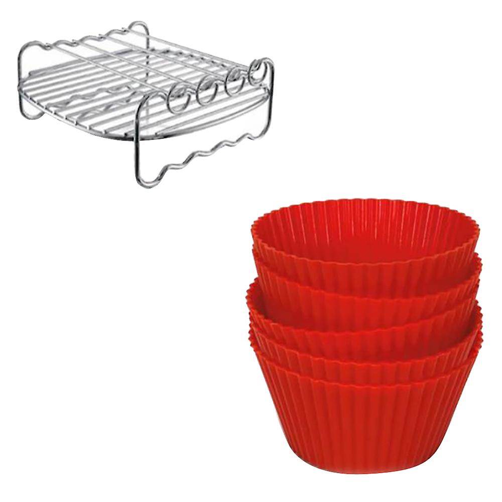 Air Fryer Rack Fits for All 3.7QT 5.8QT Multi-Purpose Double Layer Rack with Skewers for HD9220 HD9