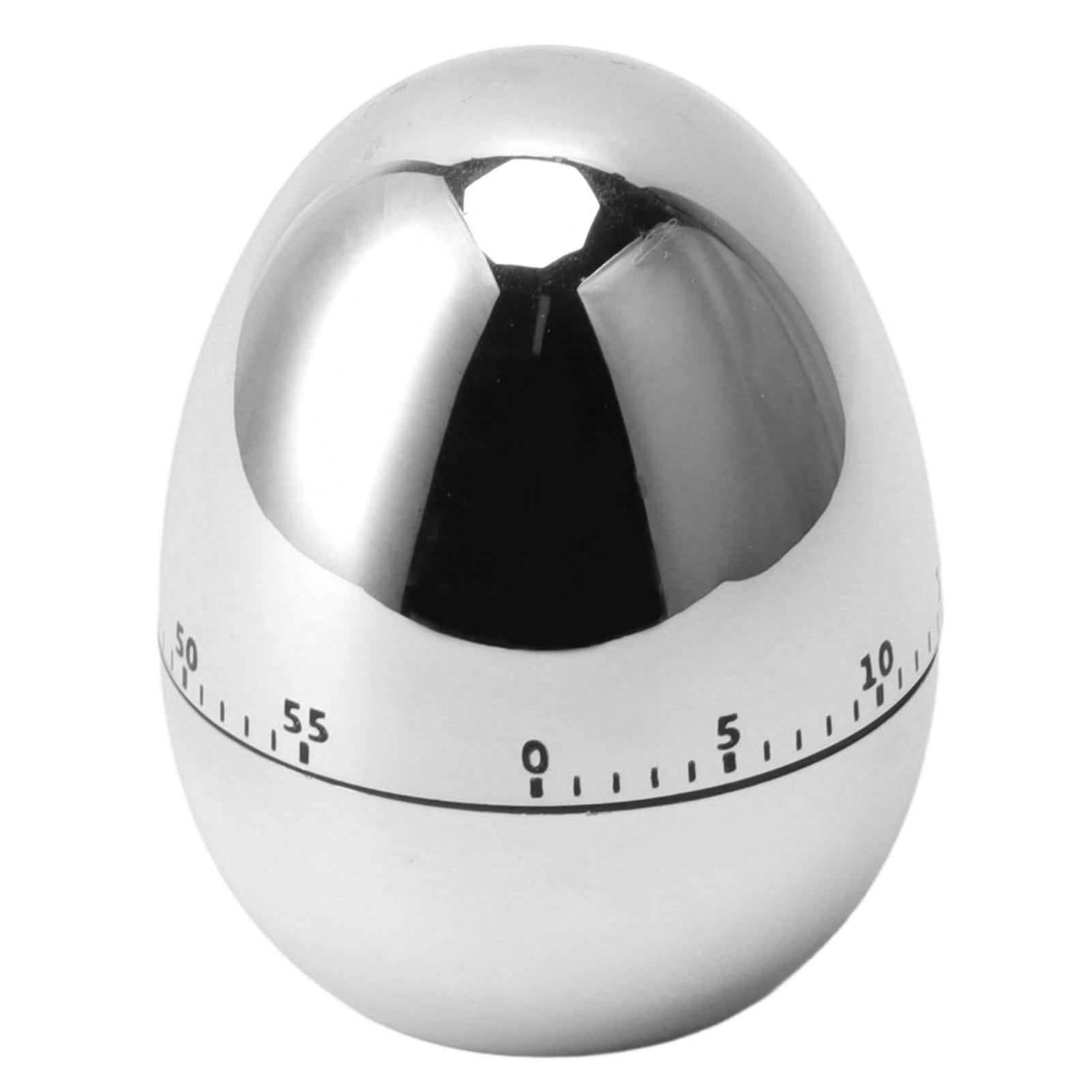 60 Minutes Egg Model Mechanical Timer Cooking Alarm Clock Manual Timer for Kitchen Silver 
