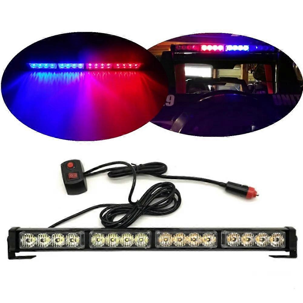 12V Car Traffic Light 16LED Truck Strobe Flash Light Lamp Strobe Grille Flashing Emergency Warning Light Bar 18Inch FN9U2302