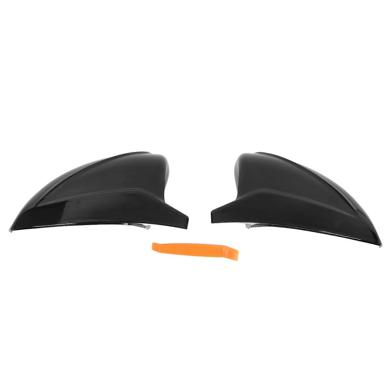 Pair Horned Rearview Side Door Mirror Covers Glossy Black Replacement for A3 8V S3 RS3 20142020 E2U811