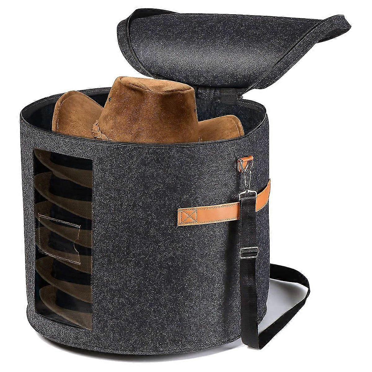 Round Hat Storage Box - Foldable Hat Box With Lid For Clothes And Animal Toy, Carrying Organizer Bo