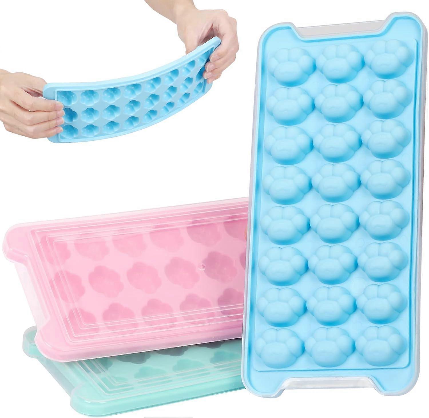 3-Pack Silicone Cat Claws Ice Trays with Removable Lids, Easy to Remove Flexible Ice Cube Molds for Freezer, Mini Cute Ice Balls