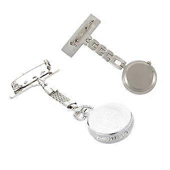 2 Stück Krankenschwester Brosche Taschenanhänger Quarz Uhr Neu 72cm & 85cm