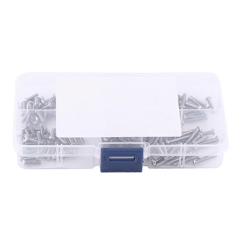 180pcs M2.5 Stainless Steel Ss304 Pan Head Hex Socket Screws Assortment Kit