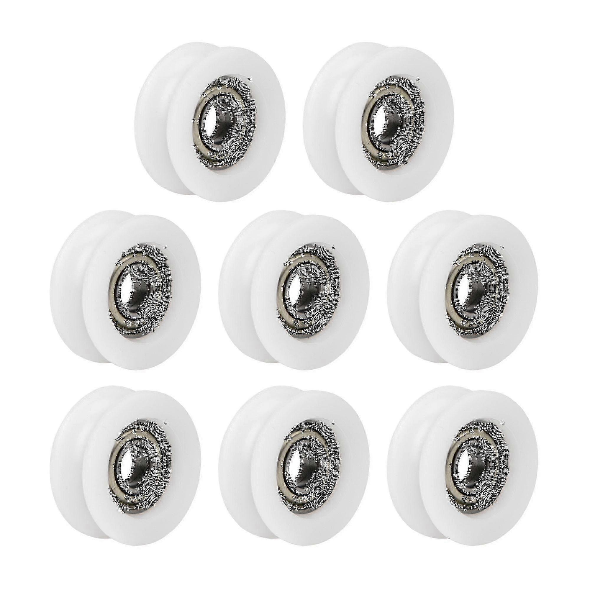 8x Polia de Rolamento 0,24x0,94x0,35 polegadas Branca para Porta de Correr e Janela