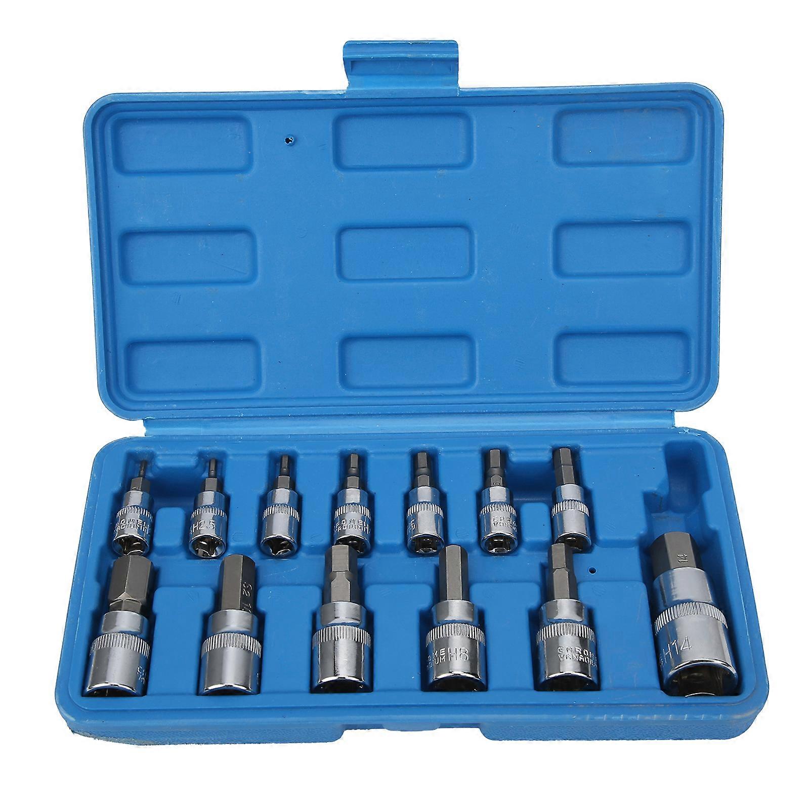 Square Wrench Hex Bit Socket Set 1/4in 3/8in 1/2in Auto Maintenance Repair with Tool Box YEMAA