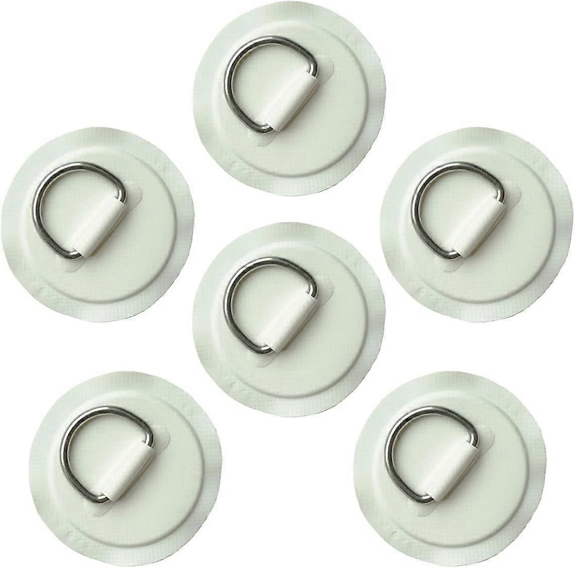 6 stk rustfritt stål D-ring patch 3.15 "sirkulær D-ring PVC for oppblåsbare båter (oransje)