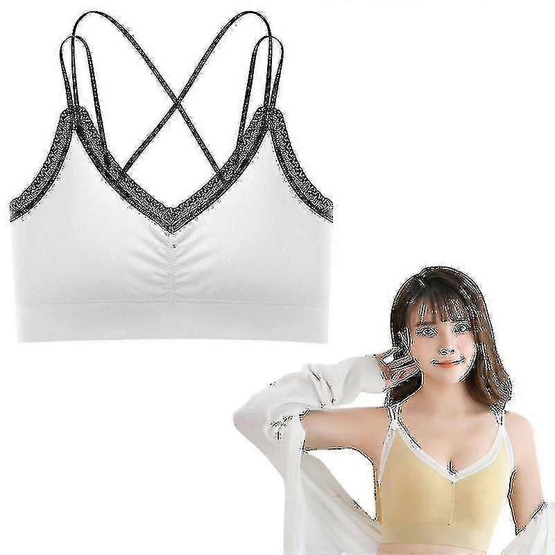2pcs Seamless Sports Bra Wireless Contour Bra Lace Bra With Removable Pads