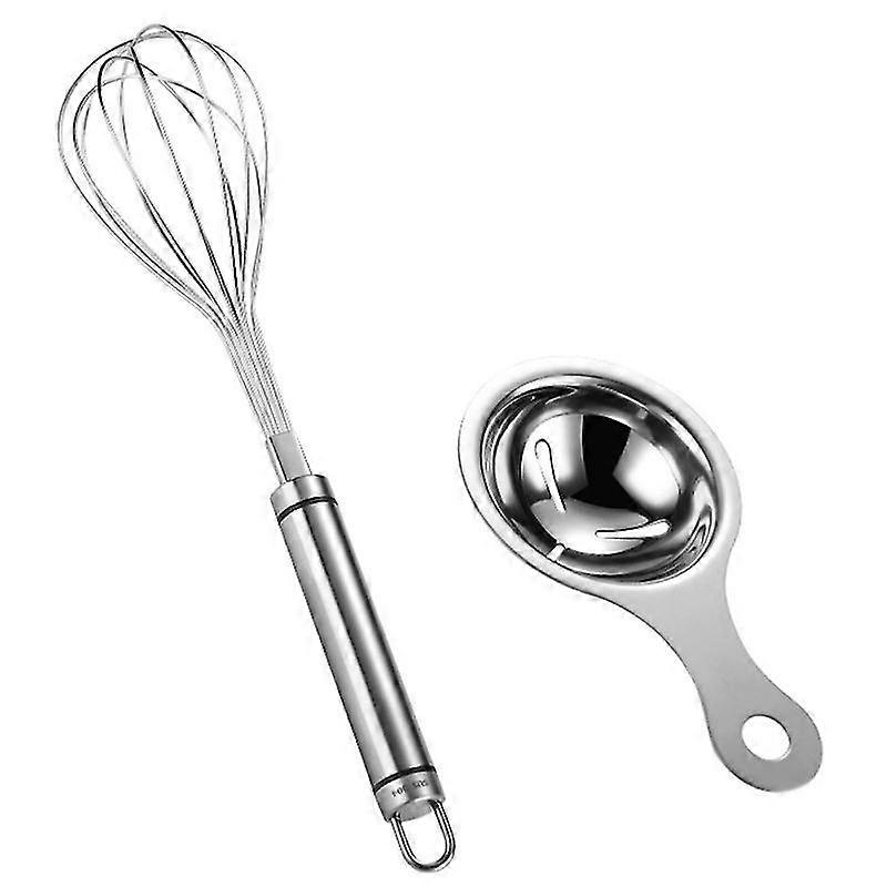 2 pcs 1 set durable egg stirrer egg beater rust-proof egg separator (silver)