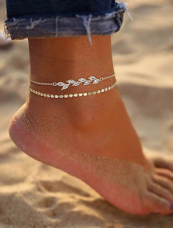Gold Ankle Bracelets for Women,14k Gold Plated/Silver Anklets