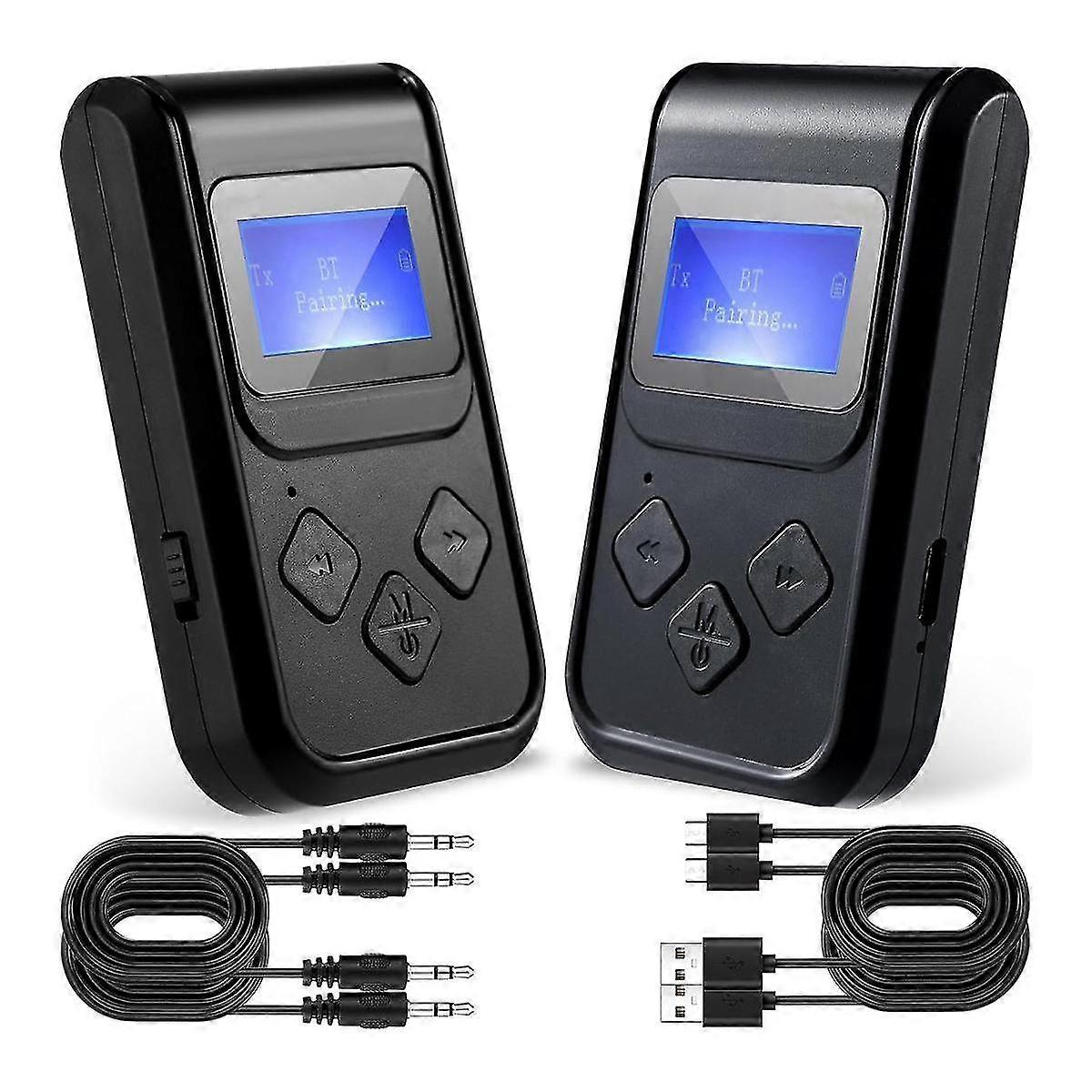 2 PCS 4 in 1 in Flight Bluetooth Transmitter Receiver Low Latency Wireless Bluetooth Audio Adapter