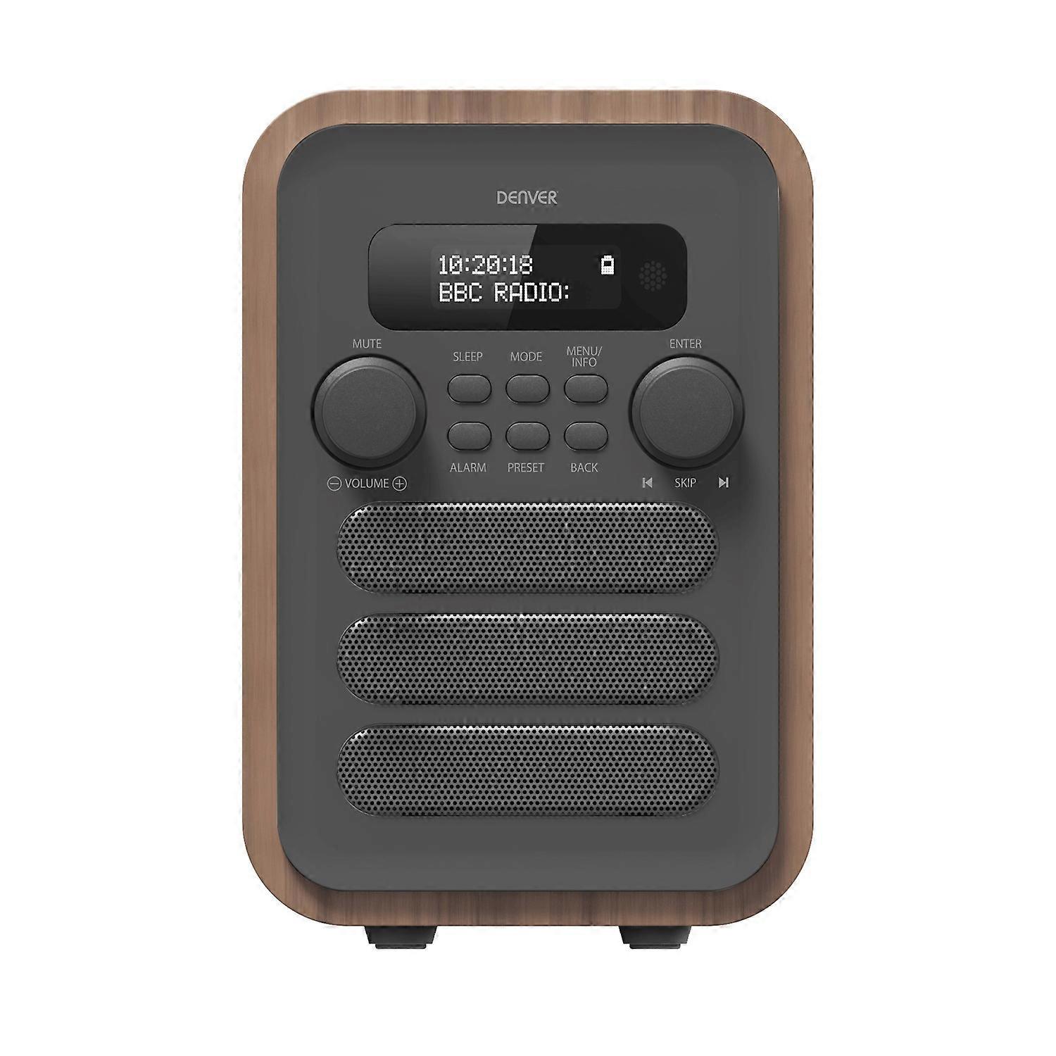 FM/DAB+ Radio Bluetooth Træ/Grå