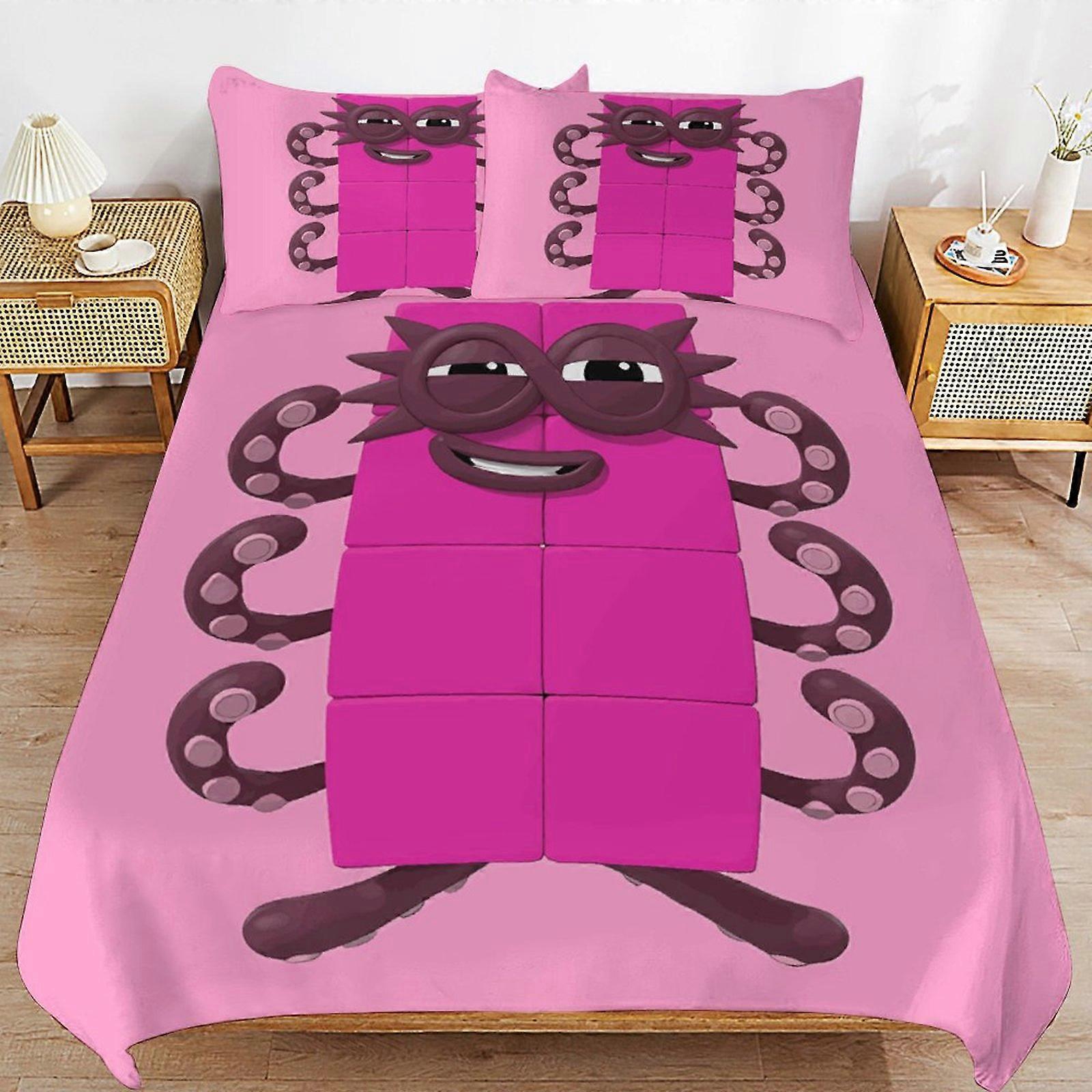 x154 Numberblocks Capa de Edredom de Cama Conjuntos de Cama de Microfibra Impressos em 3D Conjuntos de Edredom Leve de 3 Peças, 1 Capa de Edredom e 2 Fronhas para Crianças Menino