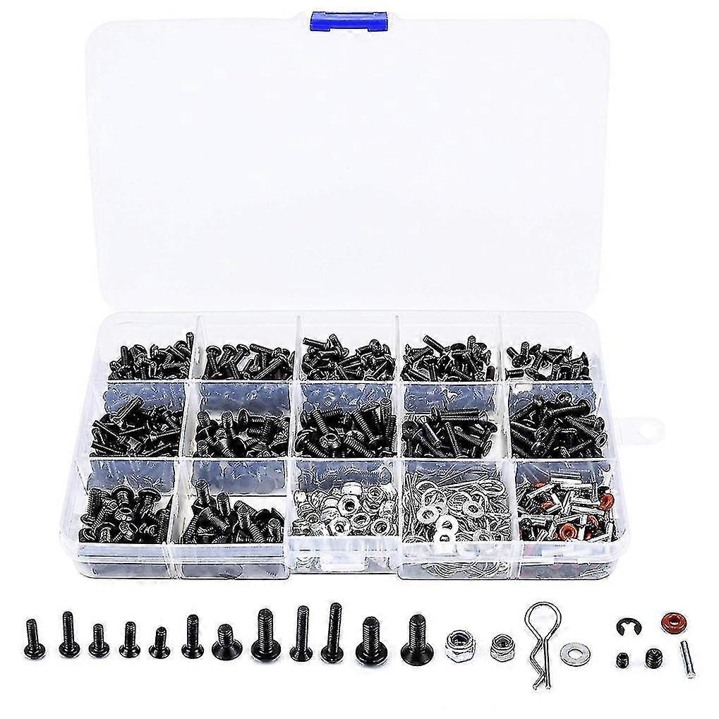 500pcs Rc Car Screws Kit M3 M4 Hex Screws Nut Shell Buckle Rc Repair Tool Kit For Traxxas Arrma 1/8