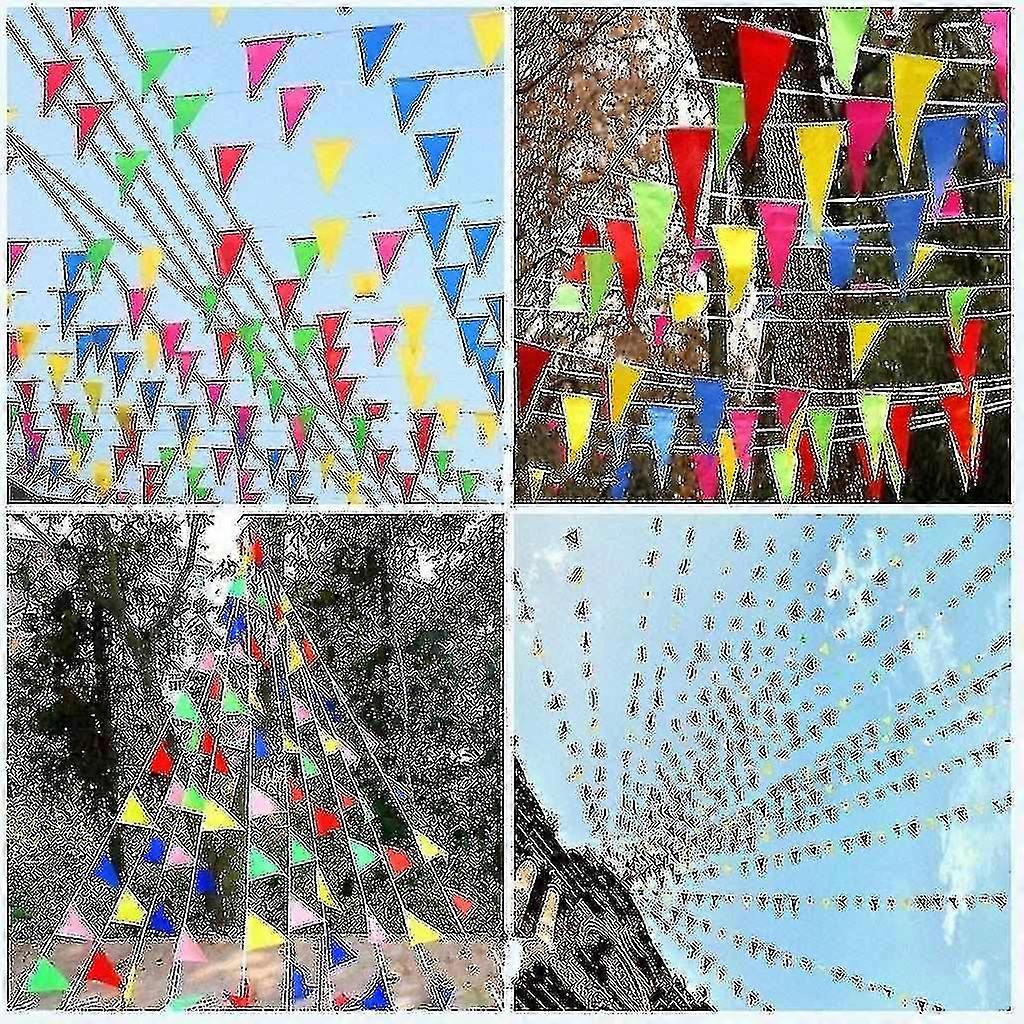 80 Meters, Colorful Party Bunting Triangle Flag Chain Banner Pennant Flags Hanging Decoration