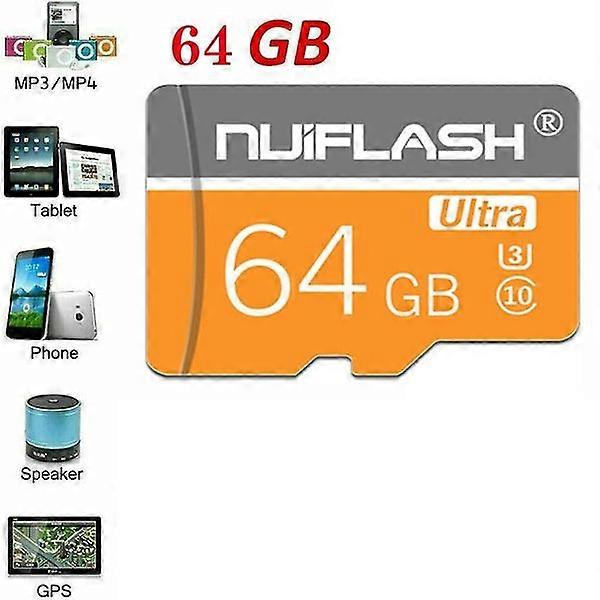 64GB Micro SD Card with Adapter - Class 10 High Speed TF Memory Card