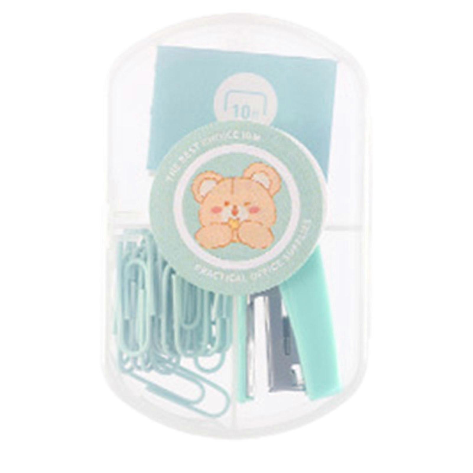 Stapler Set with Paper Clip Solid Color Desktop Stapler for Office Desk Accessories