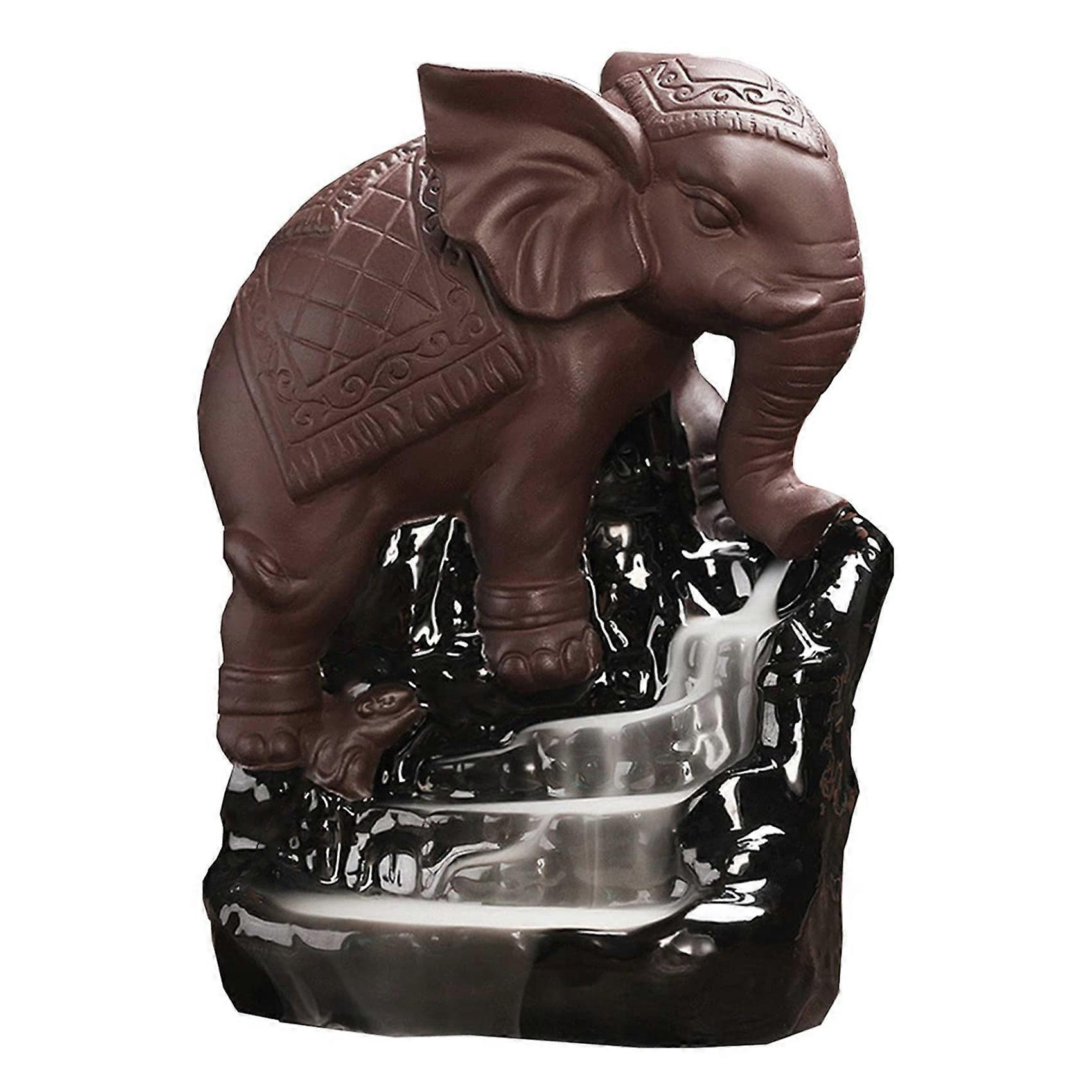 Elephant Backflow Incense Holder Incense Waterfall Burner Smoke Sticks Burner for Home Black